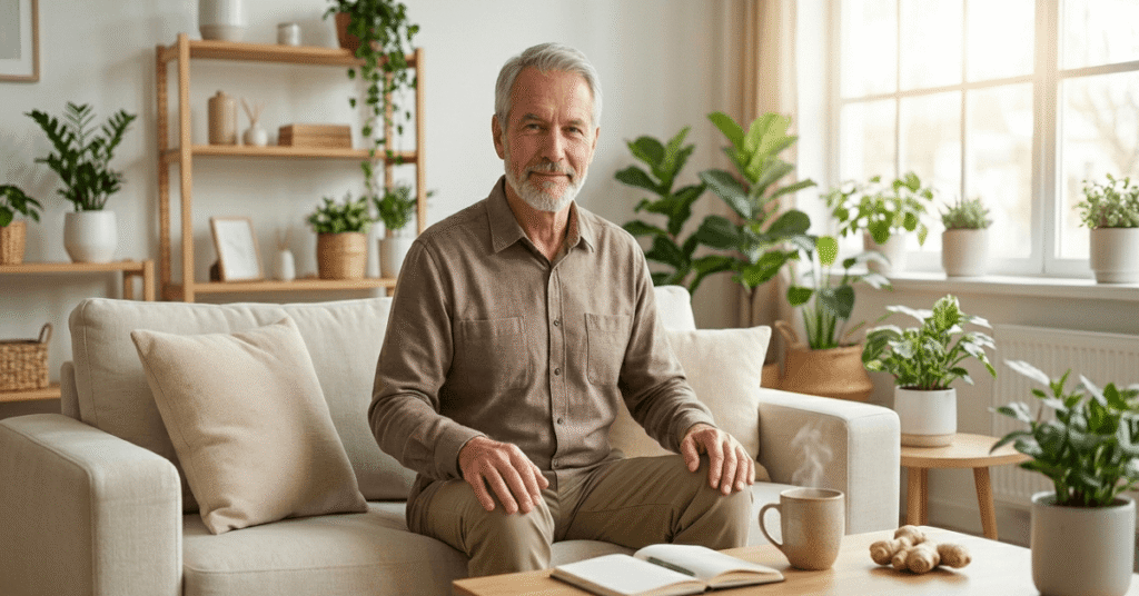 A person experiencing abdominal discomfort associated with Irritable Bowel Syndrome (IBS).